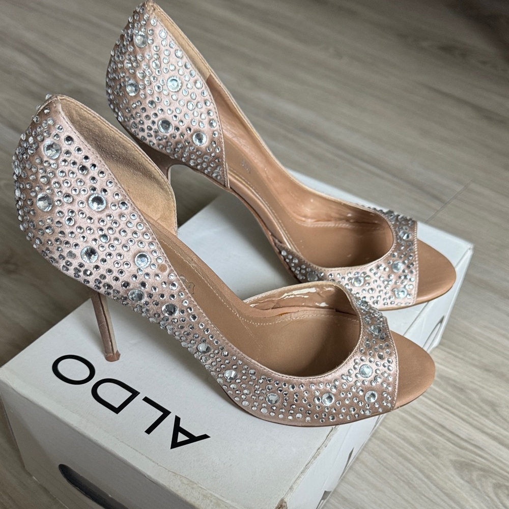 ALDO Women's Sparkling Gold Peep-Toe Heels